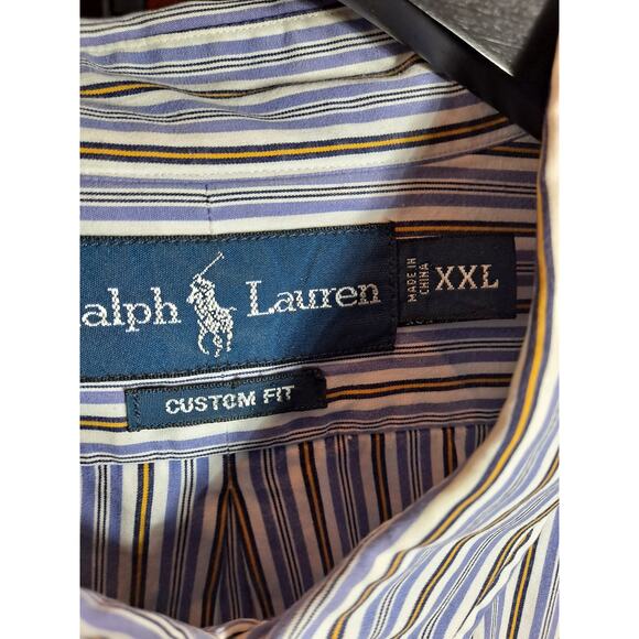 Ralph Lauren Men's‎ Custom Fit Striped Long Sleeve Button-Up Shirt Size XXL - Picture 6 of 7